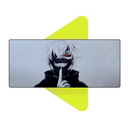 Mouse Pad Megarex Gamer 65x32x2mm Anime tokyo ghoul kaneki speed Branco Antiderrapante Borda Costurada Grande