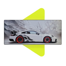 Mouse Pad Megarex Gamer 40x90x4mm Carro Esportivo Porsche speed Branco Antiderrapante Borda Costurada Grande