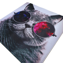Mouse Pad Megarex Gamer 40x40x4mm control gato estiloso Antiderrapante Borda Costurada Grande