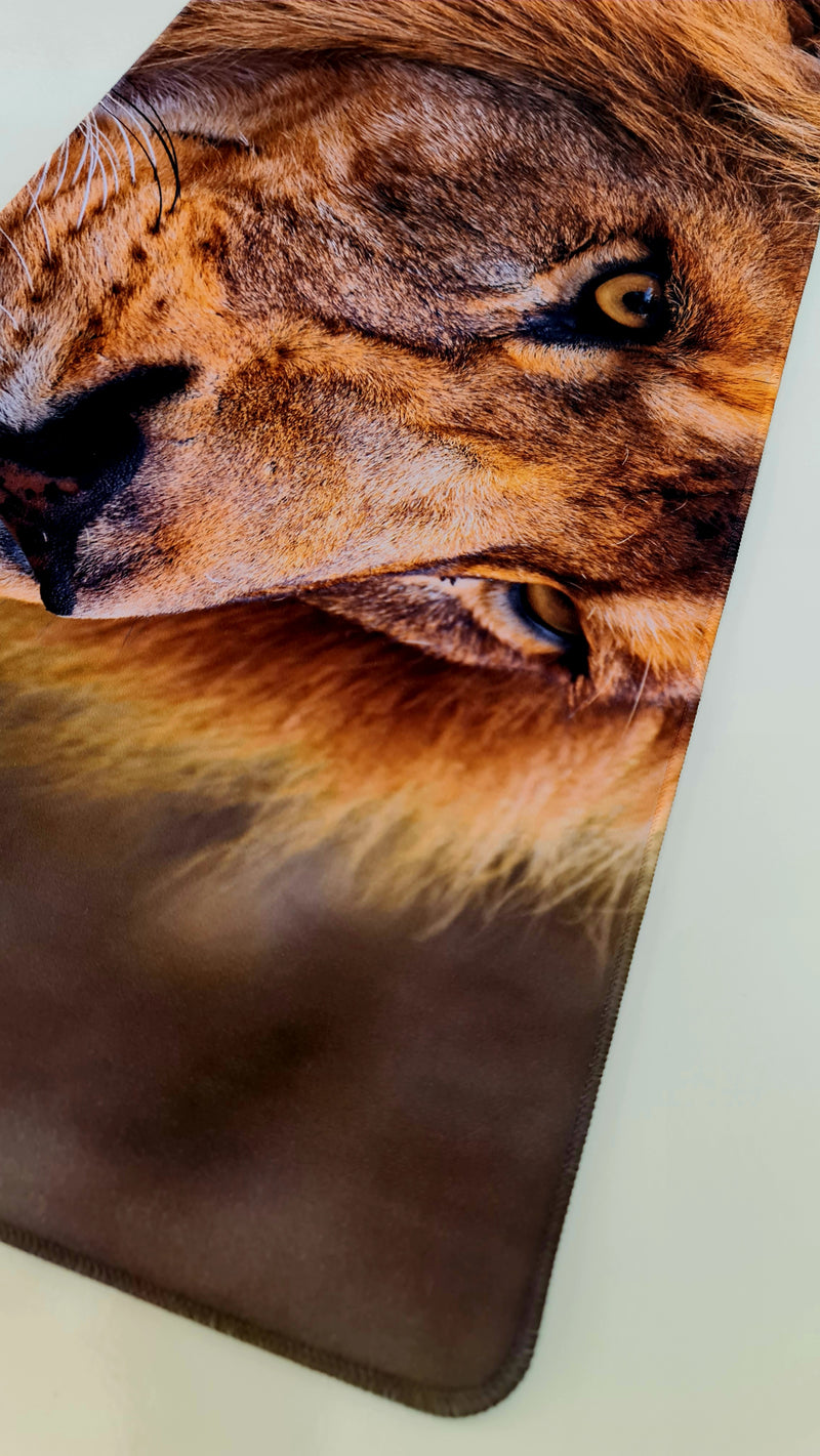 Mouse Pad Megarex Gamer 80x30x3mm Leão speed Antiderrapante Borda Costurada Grande