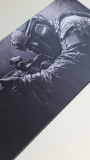 Mouse Pad Megarex Gamer Soldado 60x30x2mm speed Antiderrapante Borda Costurada Grande