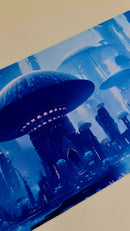 Mouse Pad Megarex Gamer 80x30x3mm Paisagem Cidade speed Antiderrapante Borda Costurada Grande