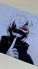 Mouse Pad Megarex Gamer 65x32x2mm Anime tokyo ghoul kaneki speed Branco Antiderrapante Borda Costurada Grande