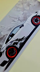 Mouse Pad Megarex Gamer 40x90x4mm Carro Esportivo Porsche speed Branco Antiderrapante Borda Costurada Grande