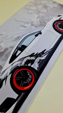 Mouse Pad Megarex Gamer 40x90x4mm Carro Esportivo Porsche speed Branco Antiderrapante Borda Costurada Grande