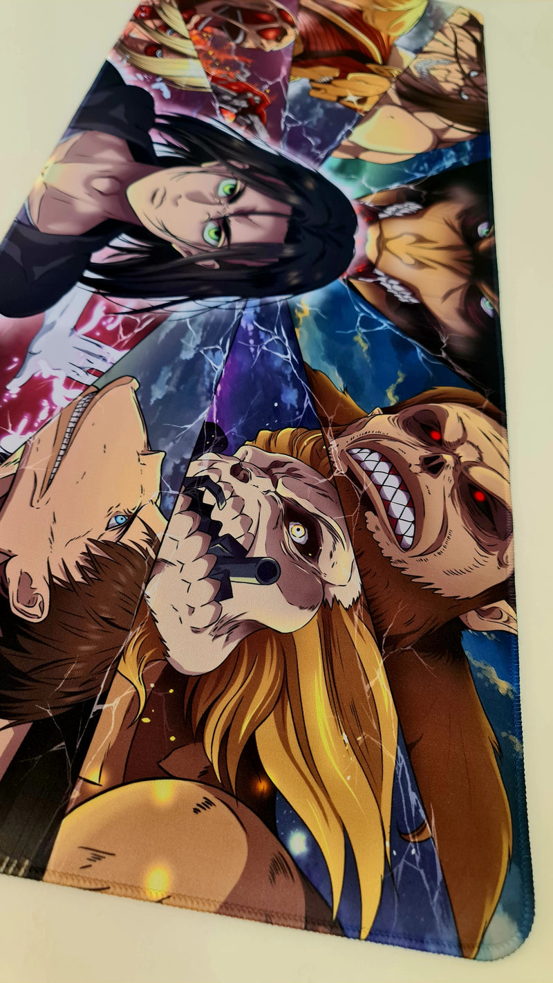 Mouse Pad Megarex Gamer 80x30x3mm Anime Attack on Titan speed Antiderrapante Borda Costurada Grande