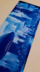 Mouse Pad Megarex Gamer 80x30x3mm Paisagem Cidade speed Antiderrapante Borda Costurada Grande