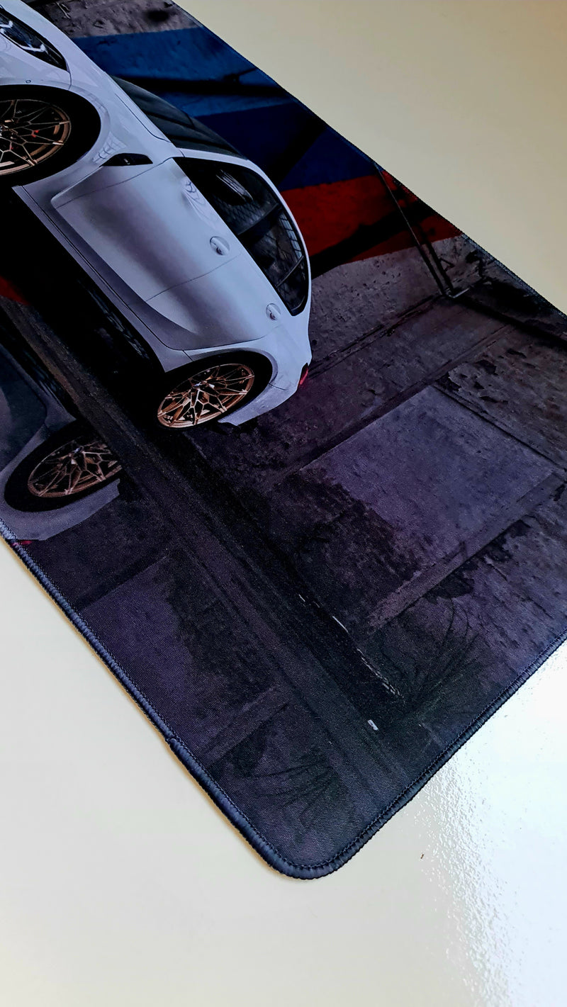 Mouse Pad Megarex Gamer 80x30x3mm Carro Bmw speed Antiderrapante Borda Costurada Grande
