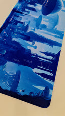 Mouse Pad Megarex Gamer 80x30x3mm Paisagem Cidade speed Antiderrapante Borda Costurada Grande