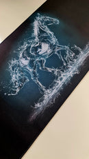 Mouse Pad Megarex Gamer 80x30x3mm Animal Cavalo speed Preto Antiderrapante Borda Costurada Grande