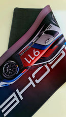 Mouse Pad Megarex Gamer 80x30x3mm Carro Porsche speed Antiderrapante Borda Costurada Grande