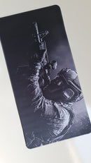 Mouse Pad Megarex Gamer Soldado 60x30x2mm speed Antiderrapante Borda Costurada Grande