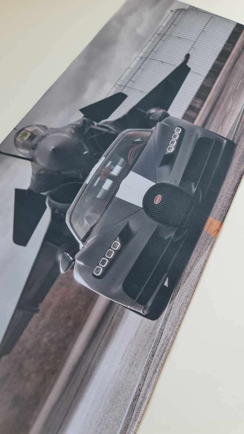 Mouse Pad Megarex Gamer 80x30x3mm Carro Bugatti Chiron speed Antiderrapante Borda Costurada Grande