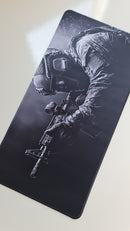 Mouse Pad Megarex Gamer Soldado 60x30x2mm speed Antiderrapante Borda Costurada Grande