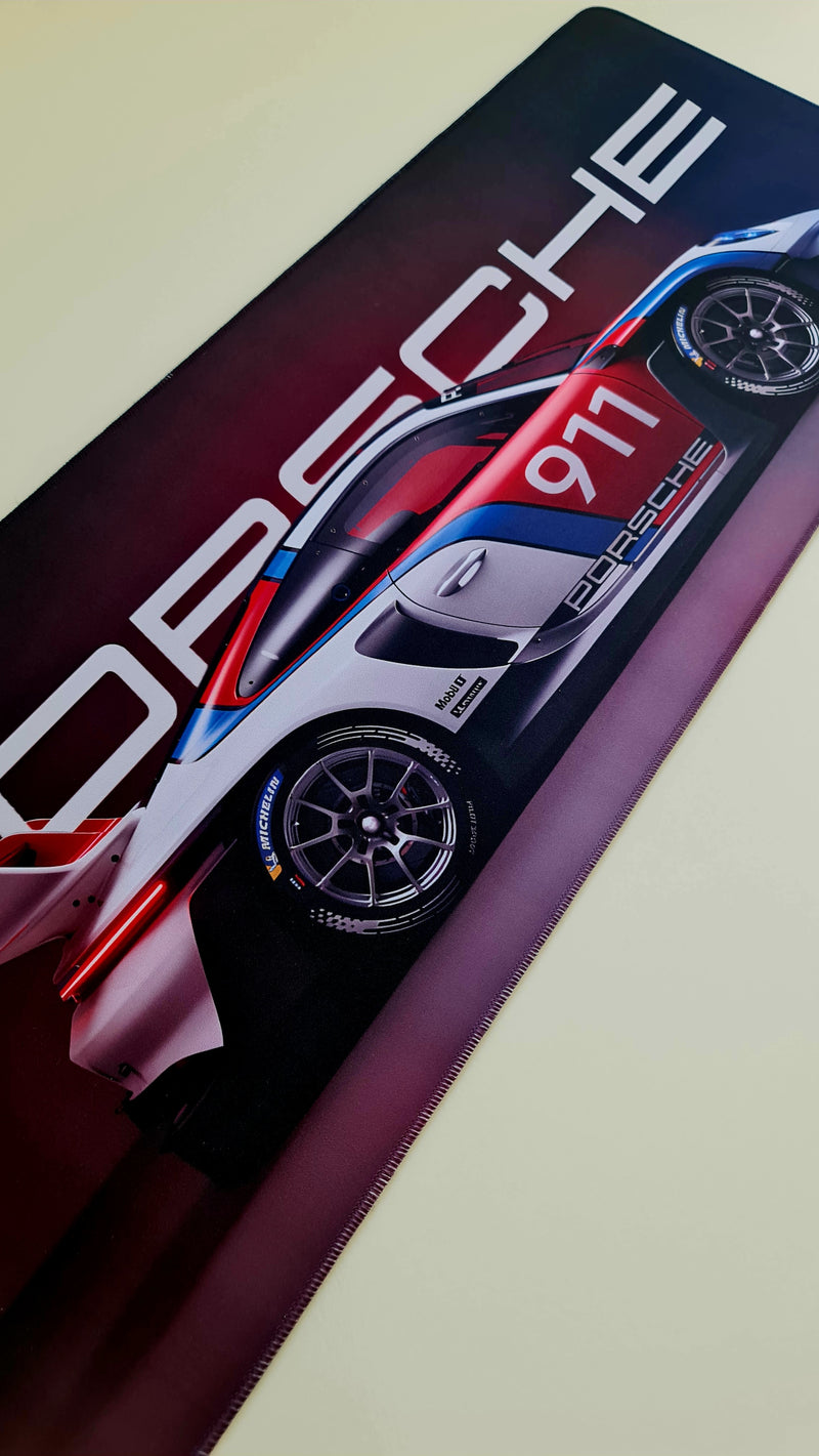 Mouse Pad Megarex Gamer 80x30x3mm Carro Porsche speed Antiderrapante Borda Costurada Grande