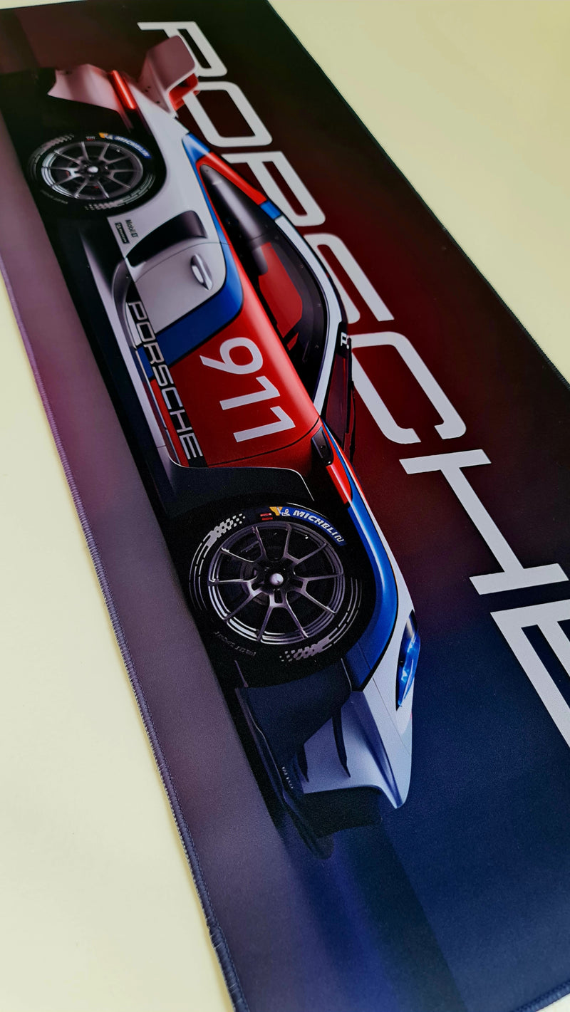 Mouse Pad Megarex Gamer 80x30x3mm Carro Porsche speed Antiderrapante Borda Costurada Grande