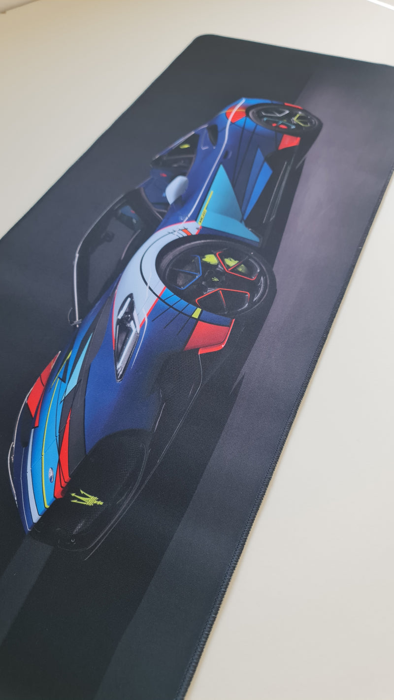 Mouse Pad Megarex Gamer 80x30x3mm Carro Maserati speed Antiderrapante Borda Costurada Grande
