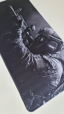 Mouse Pad Megarex Gamer Soldado 60x30x2mm speed Antiderrapante Borda Costurada Grande