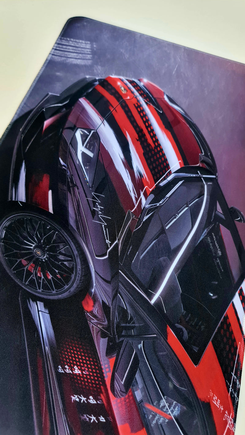 Mouse Pad Megarex Gamer 80x30x3mm Carro Lamborghini speed Antiderrapante Borda Costurada Grande